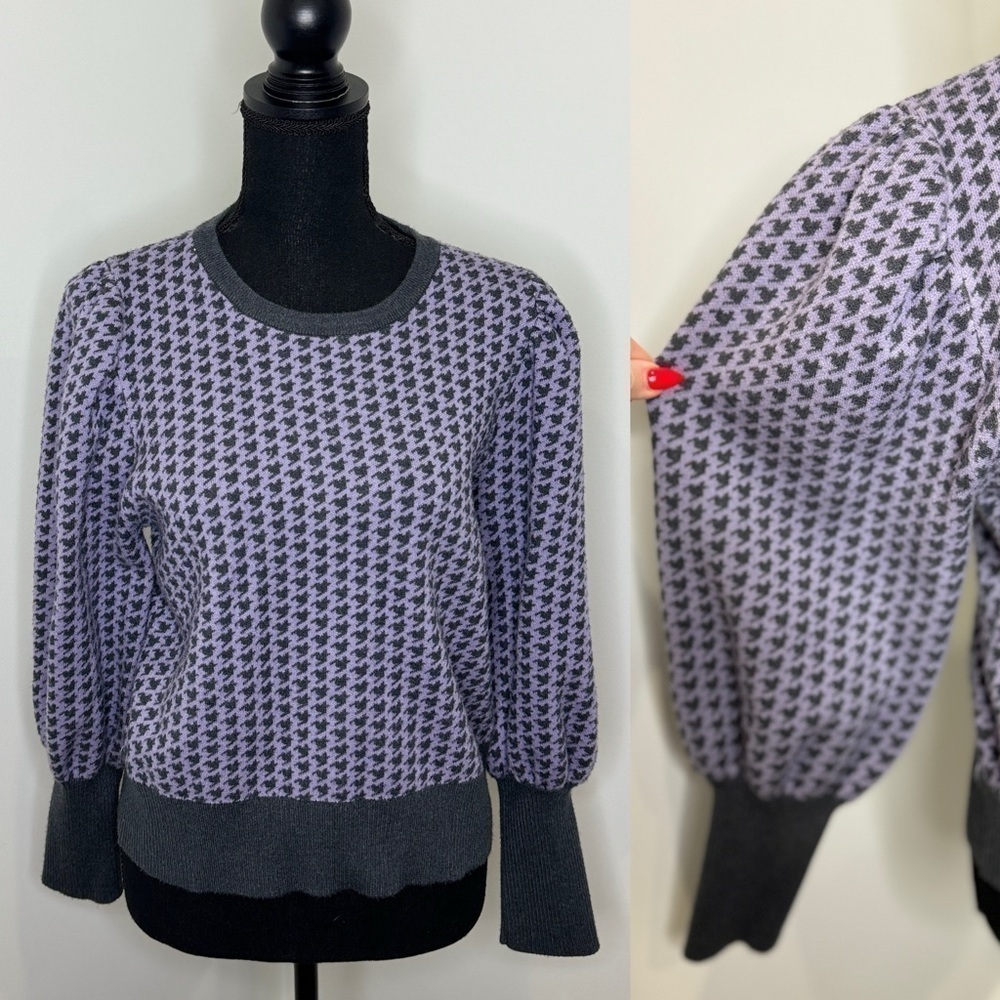 Philosophy Gray Purple Puffed Sleeves Sweater (L)